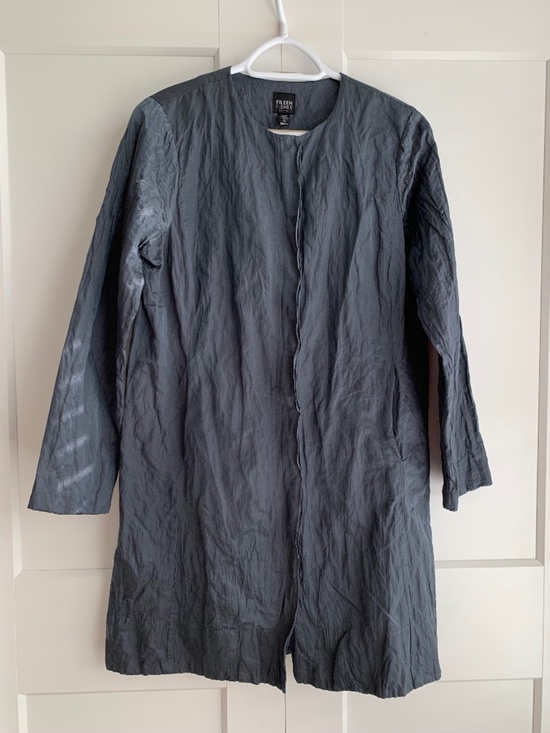 Eileen Fisher Jackets & Blazers - Eileen Fisher Women's Organic Cotton Satin Steel Coast Duster Jacket Size PM